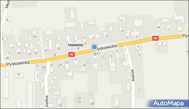 Niewiesze, Pyskowicka, 15, mapa Niewiesze