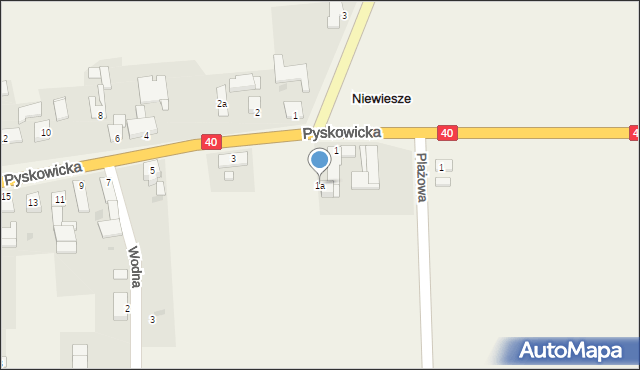 Niewiesze, Pyskowicka, 1a, mapa Niewiesze