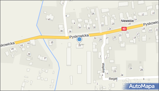 Niewiesze, Pyskowicka, 33, mapa Niewiesze