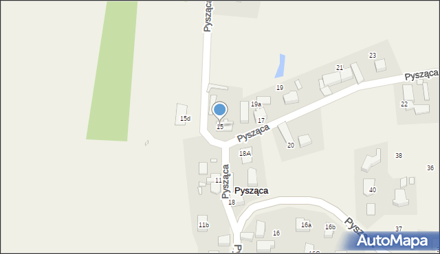 Pysząca, Pysząca, 15, mapa Pysząca