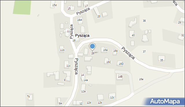 Pysząca, Pysząca, 16, mapa Pysząca