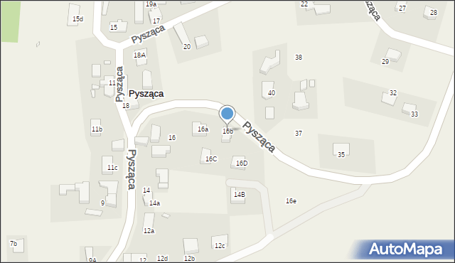 Pysząca, Pysząca, 16b, mapa Pysząca