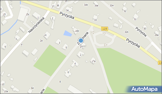 Szczecin, Pyrzycka, 17, mapa Szczecina