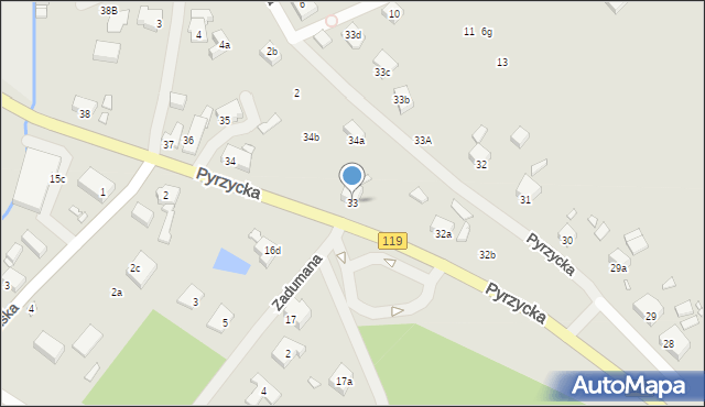 Szczecin, Pyrzycka, 33, mapa Szczecina