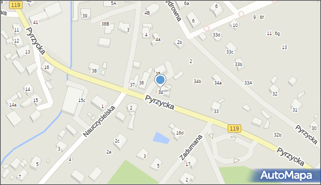 Szczecin, Pyrzycka, 34, mapa Szczecina