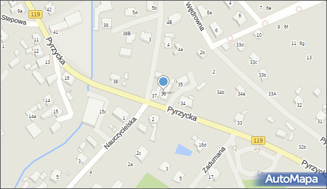 Szczecin, Pyrzycka, 36, mapa Szczecina