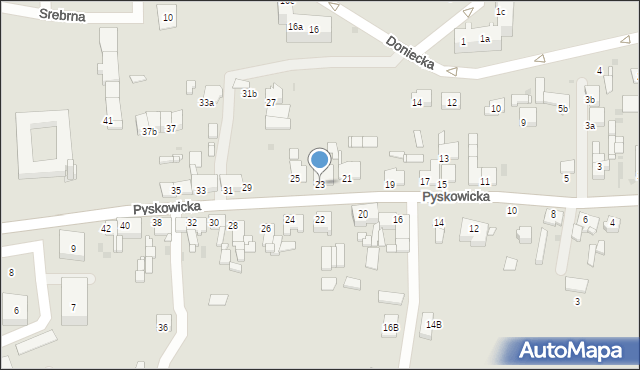 Tarnowskie Góry, Pyskowicka, 23, mapa Tarnowskie Góry