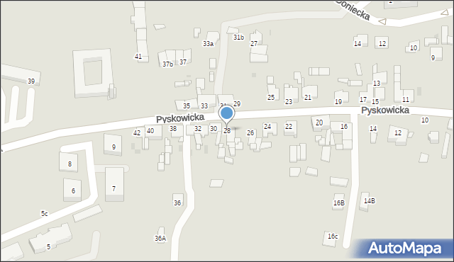 Tarnowskie Góry, Pyskowicka, 28, mapa Tarnowskie Góry