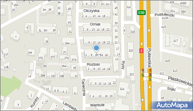 Warszawa, Pyszniańska, 10, mapa Warszawy