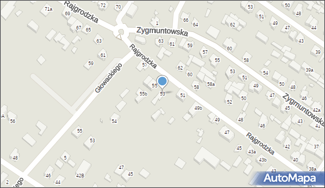 Augustów, Rajgrodzka, 53, mapa Augustów