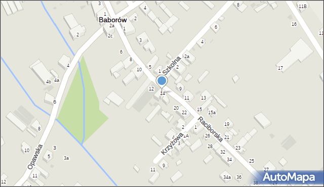 Baborów, Raciborska, 14, mapa Baborów