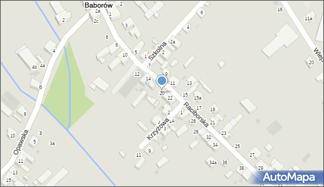 Baborów, Raciborska, 20, mapa Baborów