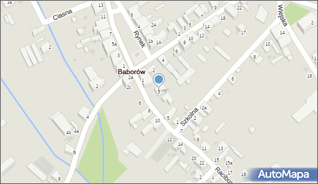 Baborów, Raciborska, 3, mapa Baborów