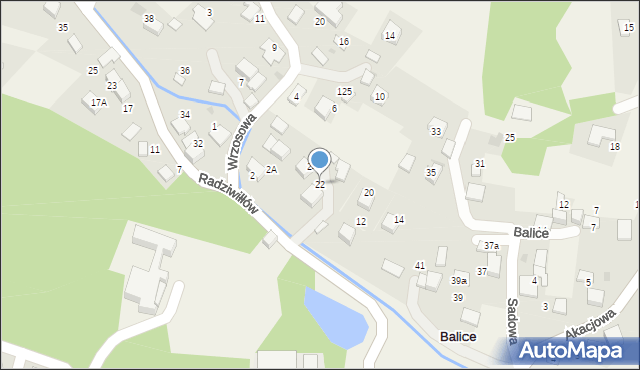 Balice, Radziwiłłów, 22, mapa Balice