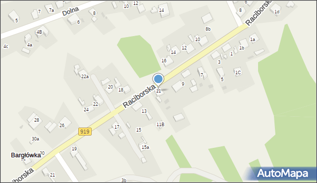 Bargłówka, Raciborska, 11, mapa Bargłówka