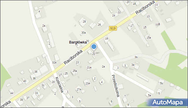 Bargłówka, Raciborska, 21, mapa Bargłówka