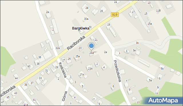 Bargłówka, Raciborska, 21a, mapa Bargłówka