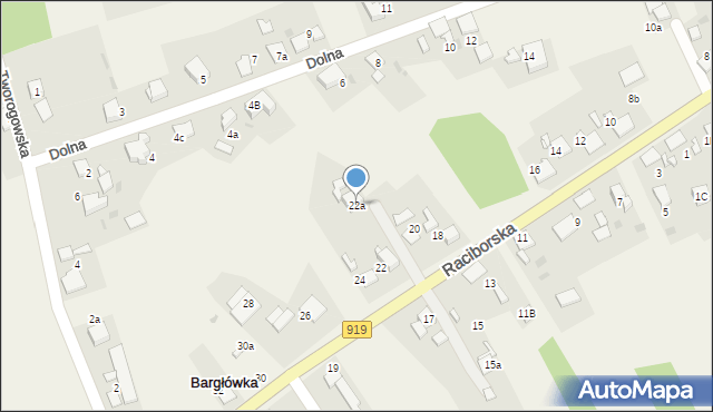 Bargłówka, Raciborska, 22a, mapa Bargłówka