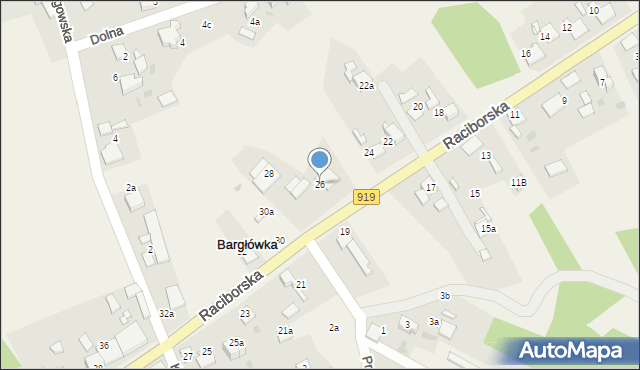 Bargłówka, Raciborska, 26, mapa Bargłówka