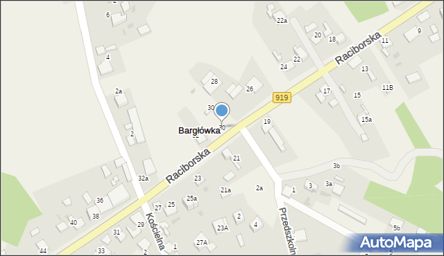 Bargłówka, Raciborska, 30, mapa Bargłówka