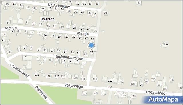 Będzin, Racjonalizatorów, 25, mapa Będzin