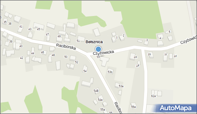 Bełsznica, Raciborska, 53, mapa Bełsznica