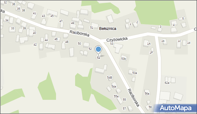 Bełsznica, Raciborska, 54, mapa Bełsznica