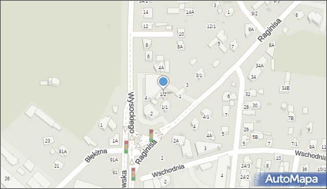 Białystok, Raginisa Władysława, mjr., 1/2, mapa Białegostoku