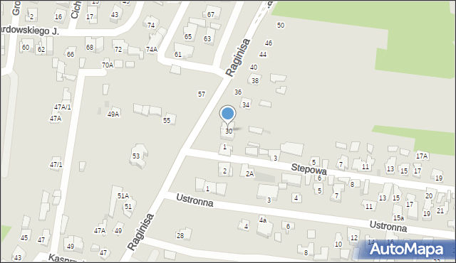 Białystok, Raginisa Władysława, mjr., 30, mapa Białegostoku
