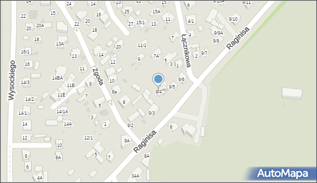 Białystok, Raginisa Władysława, mjr., 9/4, mapa Białegostoku
