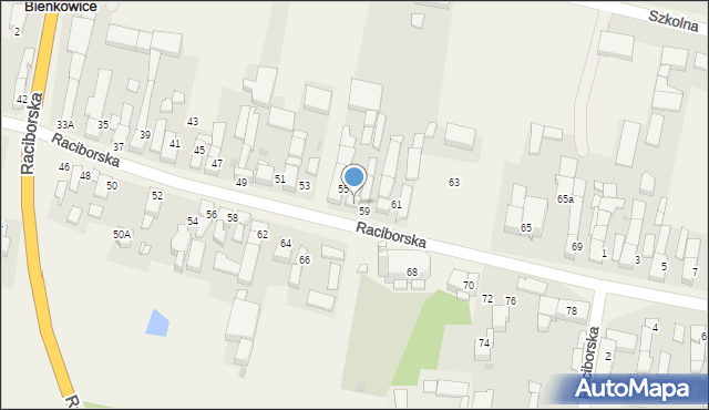 Bieńkowice, Raciborska, 57A, mapa Bieńkowice