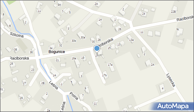 Bogunice, Raciborska, 17, mapa Bogunice