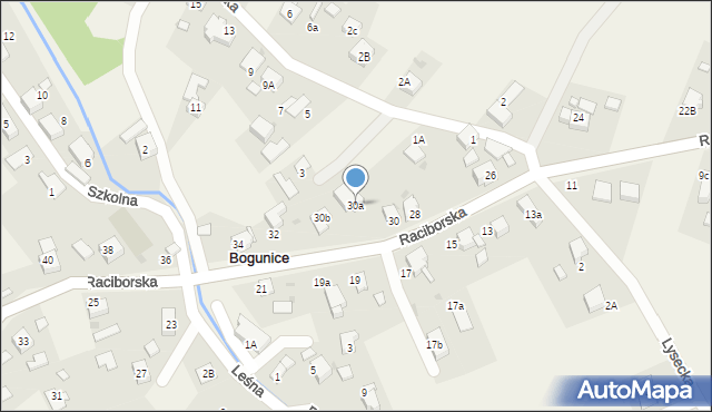 Bogunice, Raciborska, 30a, mapa Bogunice