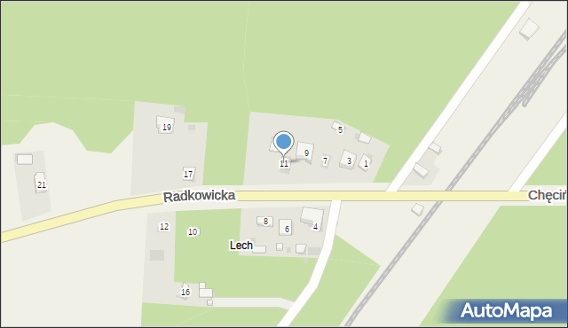 Brzeziny, Radkowicka, 11, mapa Brzeziny