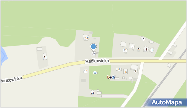 Brzeziny, Radkowicka, 17, mapa Brzeziny