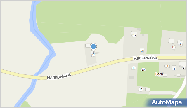 Brzeziny, Radkowicka, 21, mapa Brzeziny