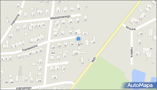 Brzeziny, Racławicka, 36, mapa Brzeziny