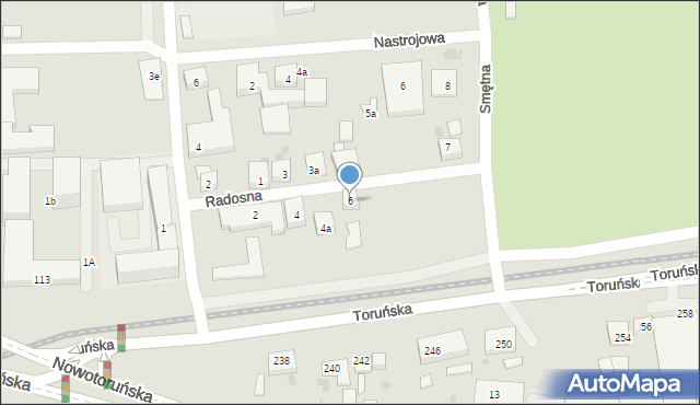 Bydgoszcz, Radosna, 6, mapa Bydgoszczy