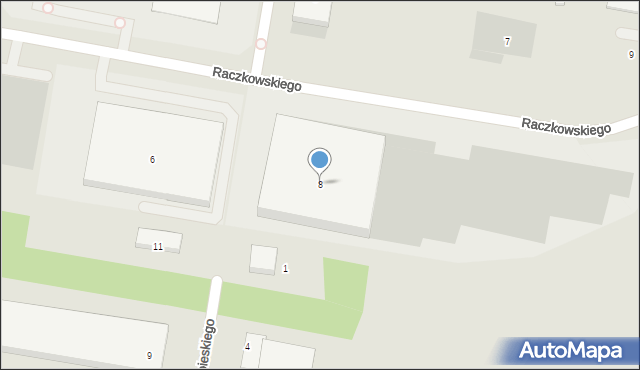 Bydgoszcz, Raczkowskiego Bogdana, 8, mapa Bydgoszczy