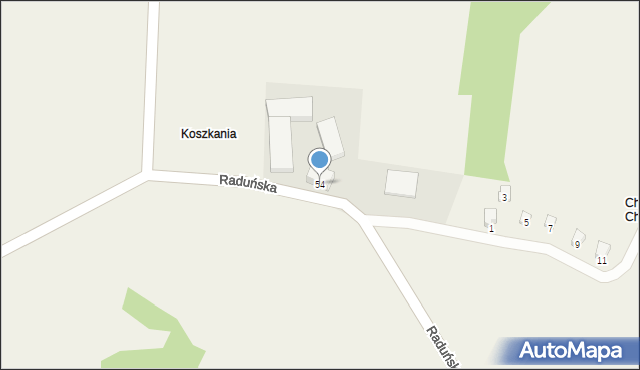 Chmielno, Raduńska, 54, mapa Chmielno