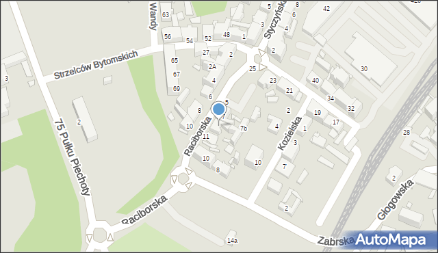 Chorzów, Raciborska, 9, mapa Chorzów