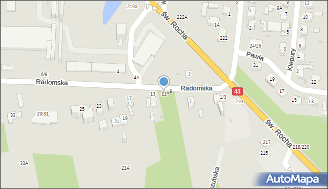 Częstochowa, Radomska, 11, mapa Częstochowy