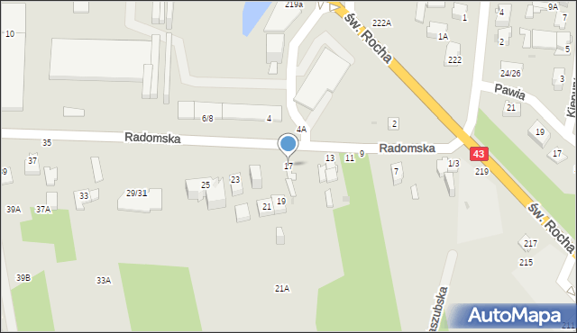 Częstochowa, Radomska, 17, mapa Częstochowy