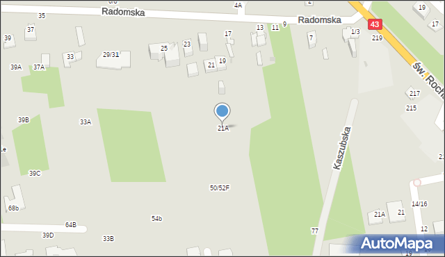 Częstochowa, Radomska, 21A, mapa Częstochowy