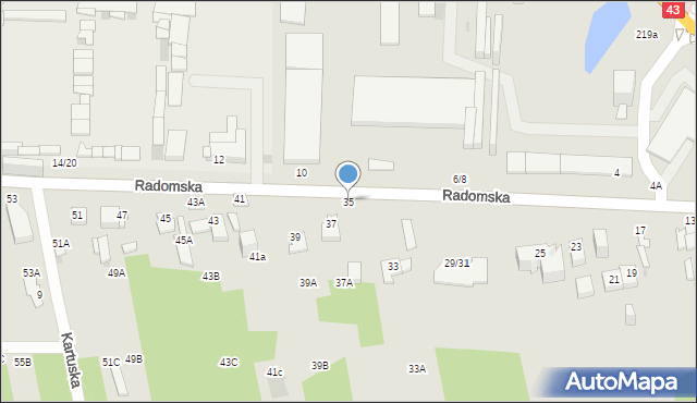 Częstochowa, Radomska, 35, mapa Częstochowy