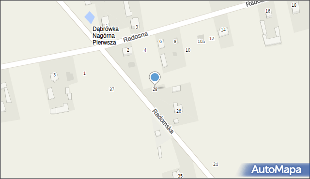 Dąbrówka Nagórna, Radomska, 28, mapa Dąbrówka Nagórna