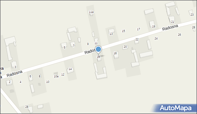 Dąbrówka Nagórna, Radosna, 16, mapa Dąbrówka Nagórna