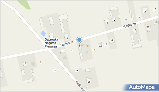 Dąbrówka Nagórna, Radosna, 6, mapa Dąbrówka Nagórna
