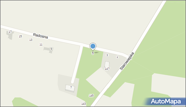 Dąbrówki, Radosna, 5, mapa Dąbrówki