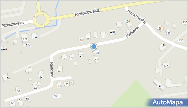 Dębica, Radosna, 25, mapa Dębicy